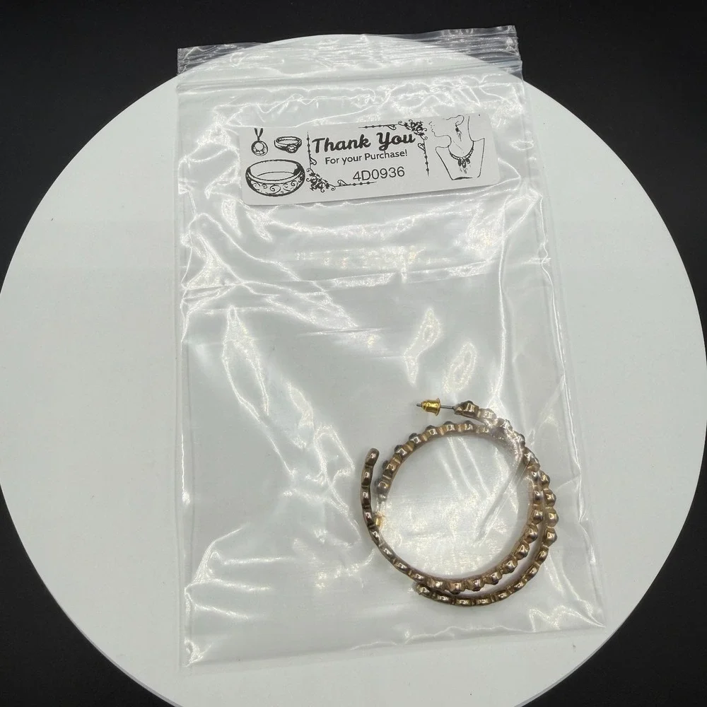 Gold Tone Smoky Gray Rhinestone Large Hoop Earrings Statement Costume Jewelry